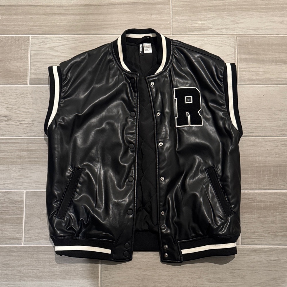 Black Varsity Jacket with White Trim